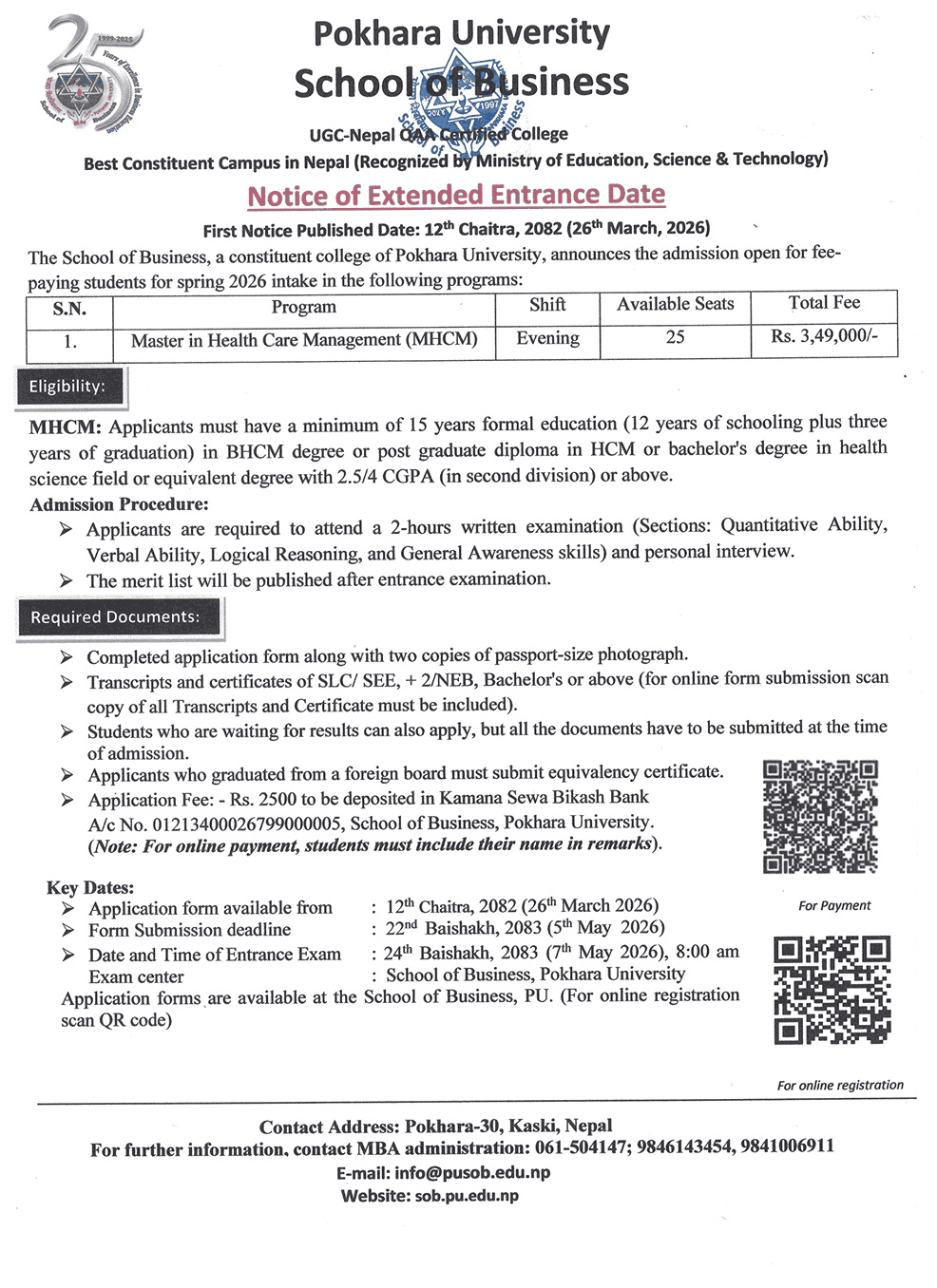 Admission Open for MBA MHCM